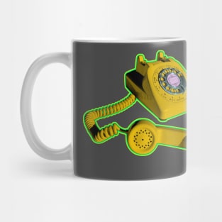 Classic Rotary Phone in Yellow Mug